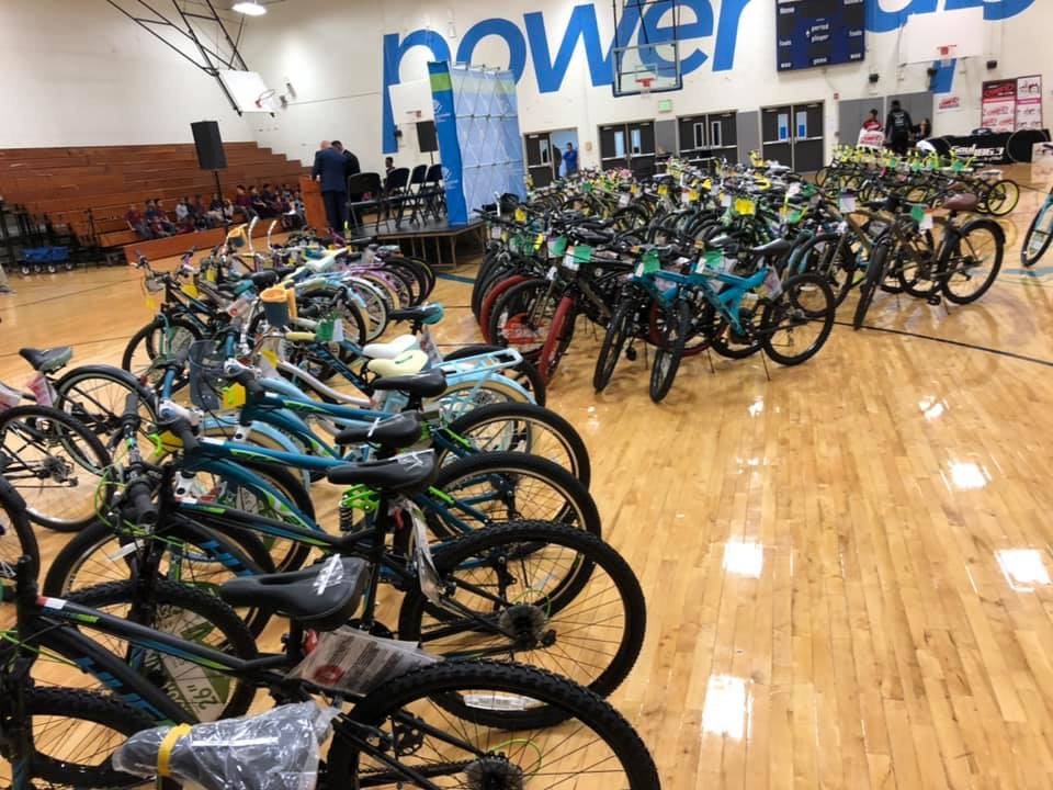 Community partners at the Gary bicycle giveaway.
